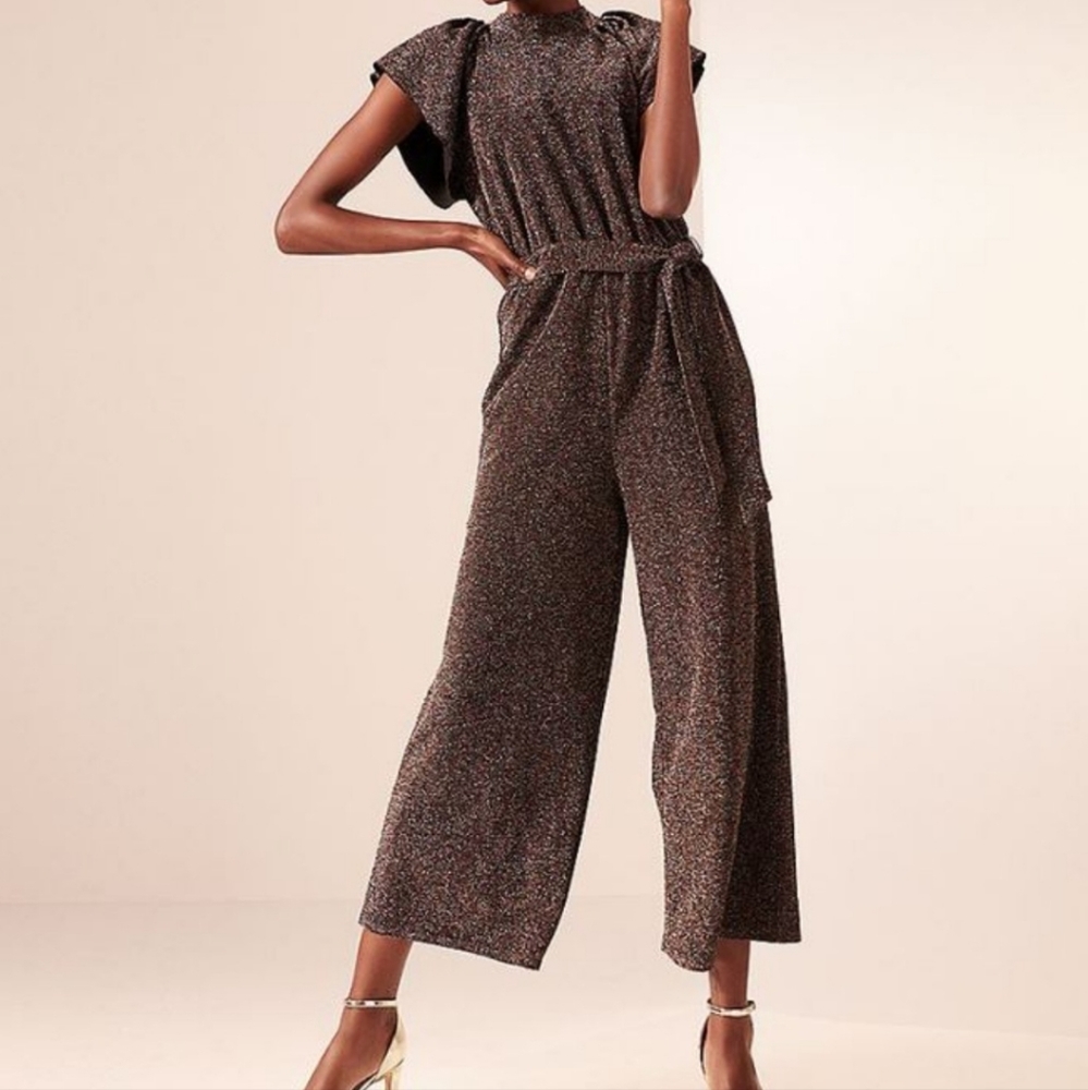 70's Inspired Flutter Sleeves Party Jumpsuit Small